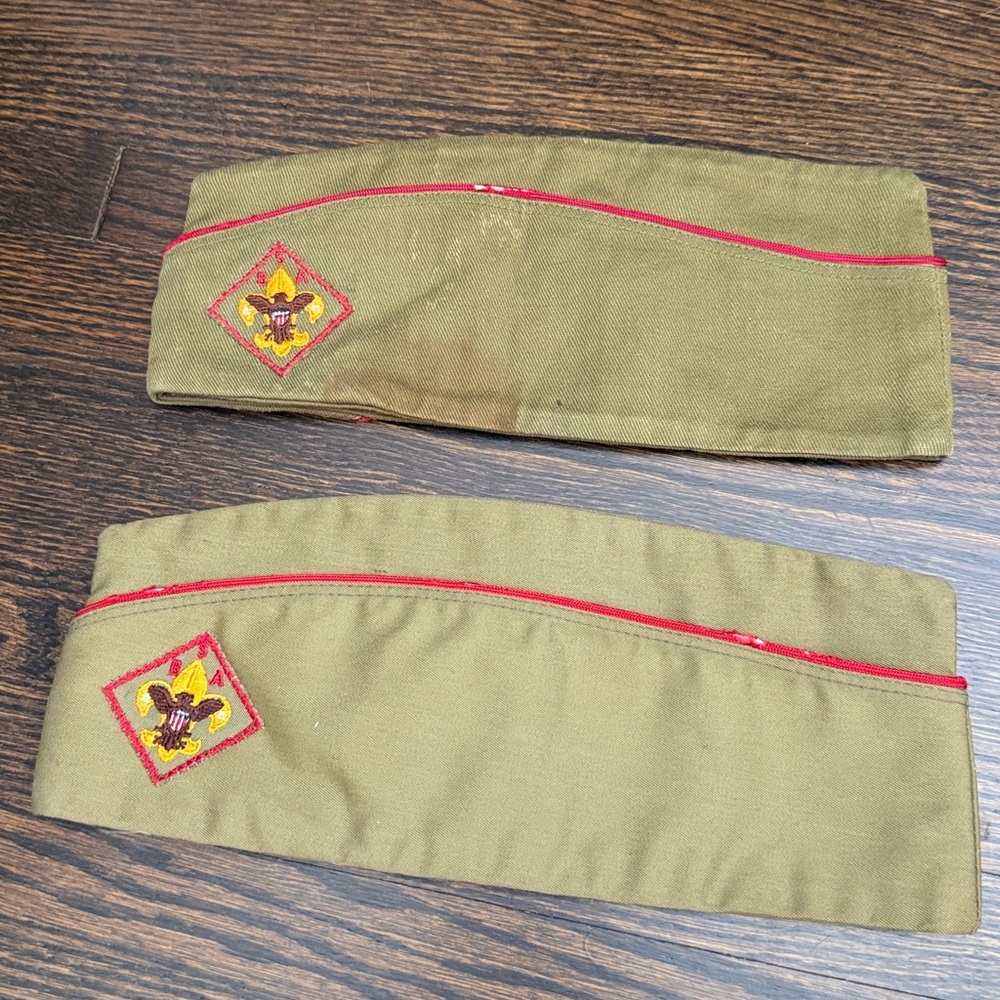 2 1970s Vintage Boy Scouts Hat Kids Official BSA Green